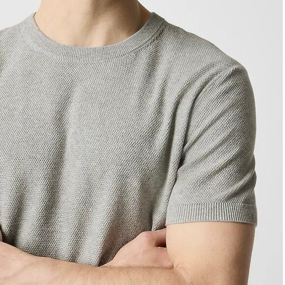 NWT J.Crew Factory Men's Cotton Seed-Stitch Sweater Tee Heather Dove Grey Small - Picture 2 of 9